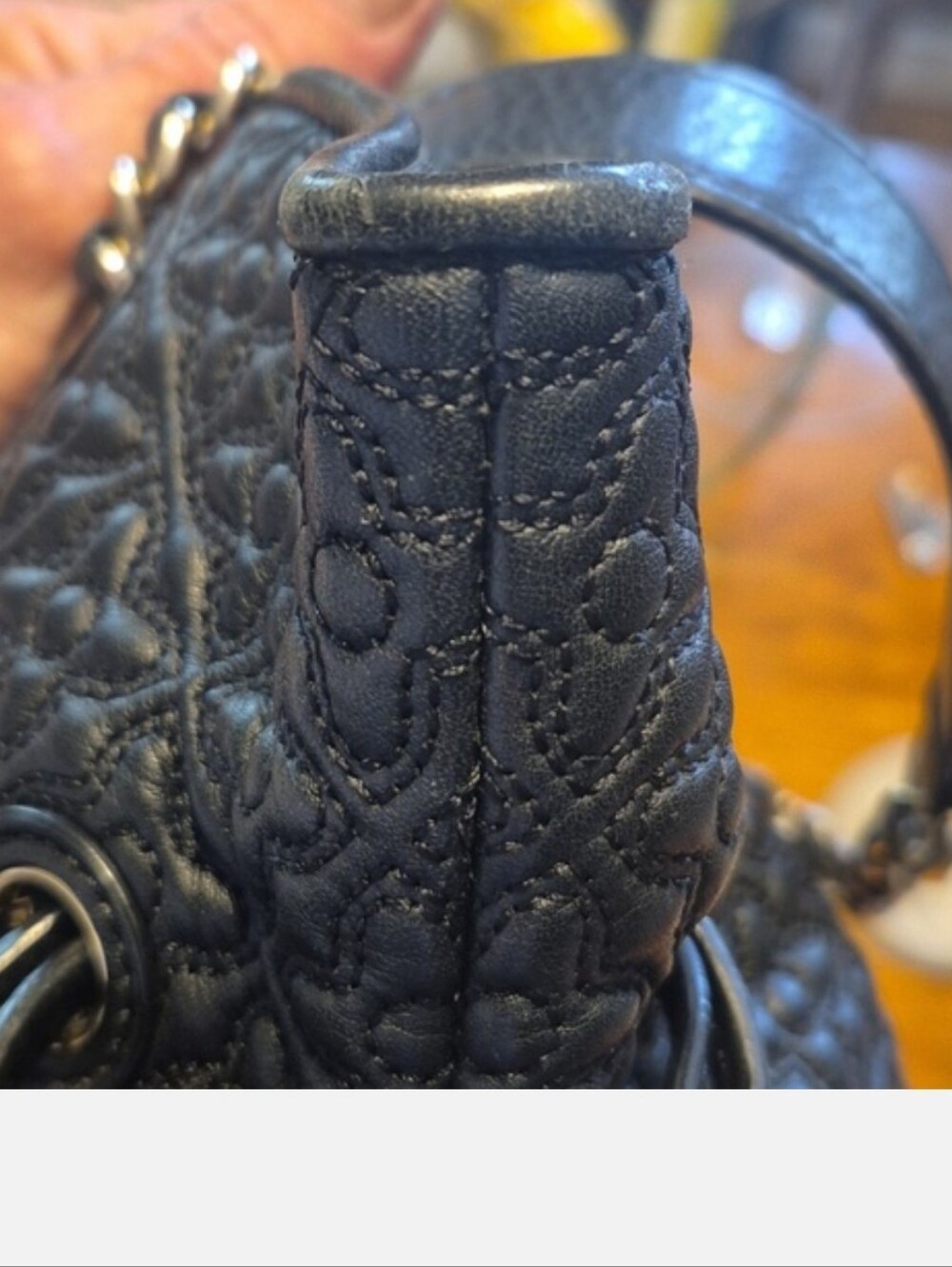 Tory Burch Bryant Black Quilted Leather Chain Shoulder Tote- EUC - Picture 5 of 12